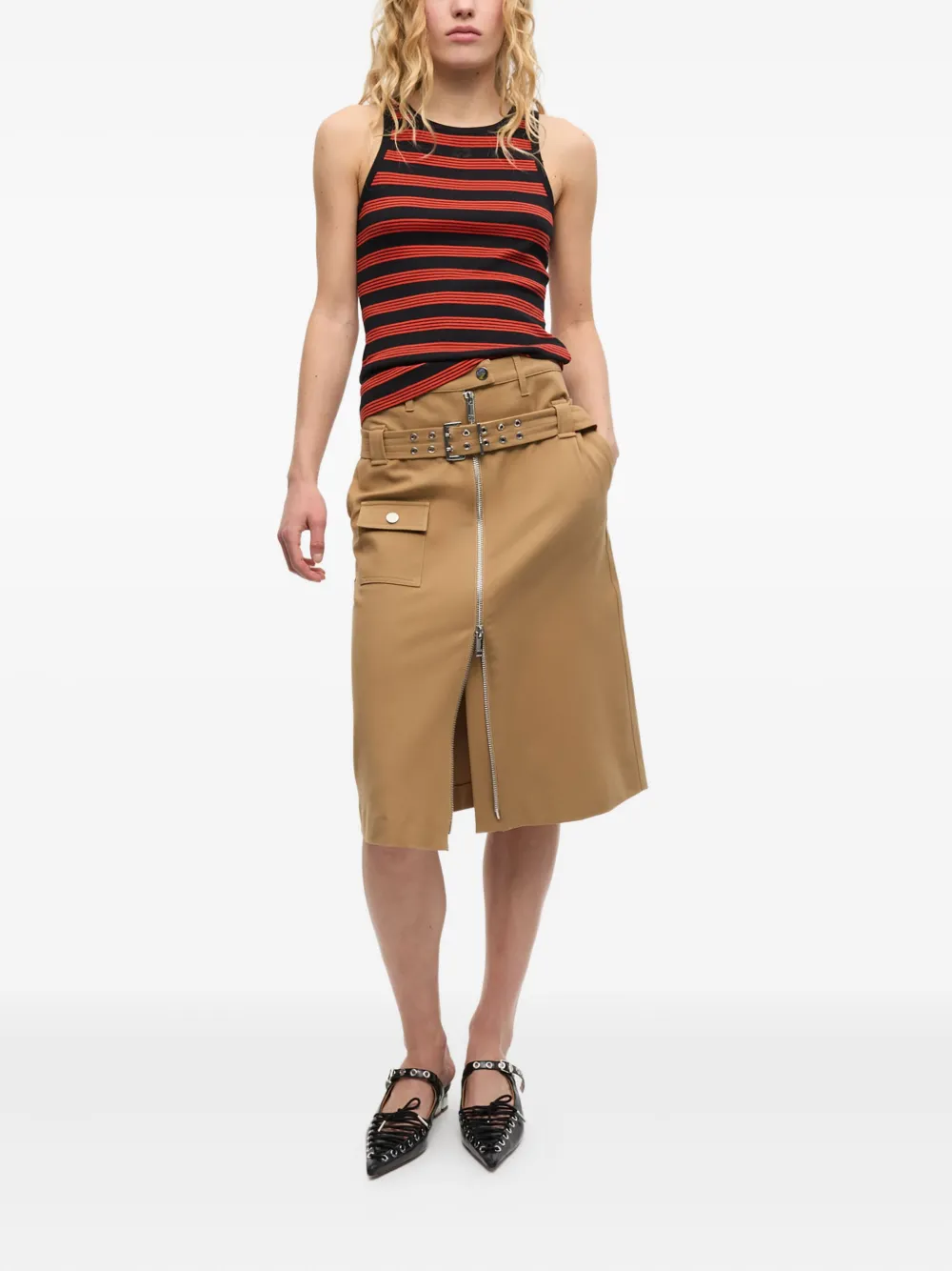 GANNI Gestreepte tanktop Oranje