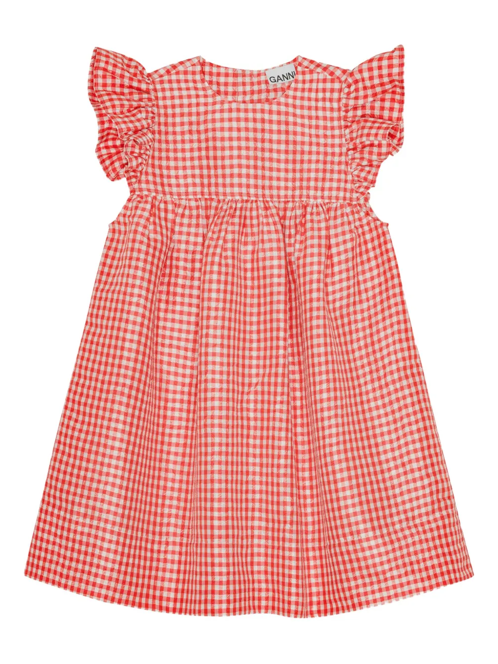 GANNI Jurk met gingham ruit Rood