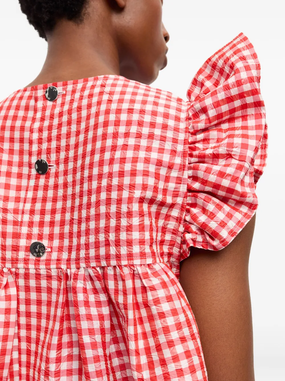 GANNI Jurk met gingham ruit Rood