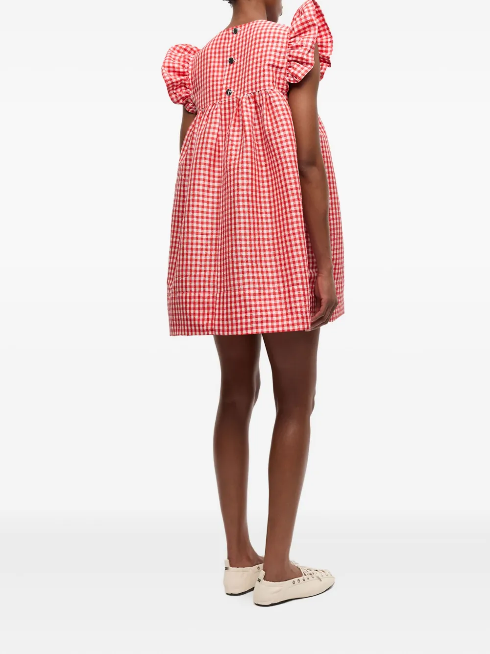 GANNI Jurk met gingham ruit Rood