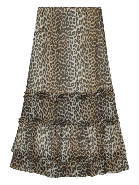 GANNI falda con estampado de leopardo
