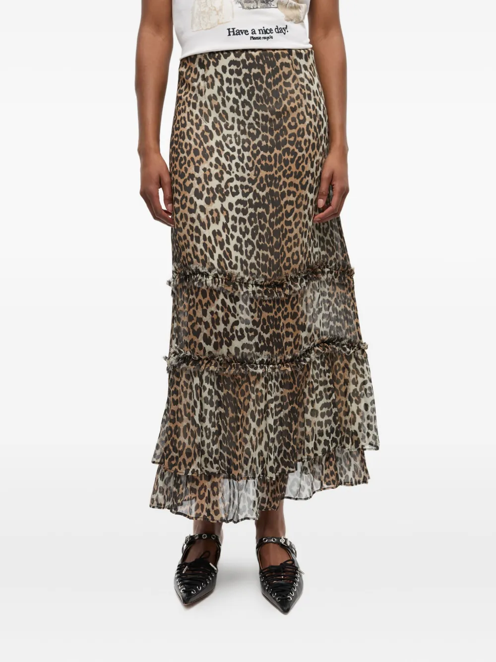 GANNI Rok met luipaardprint Beige