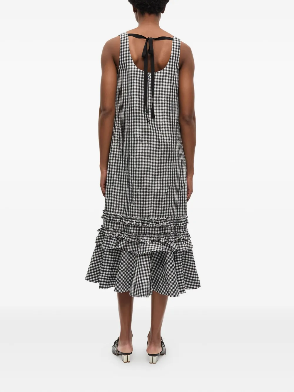 GANNI Jurk met gingham ruit Zwart