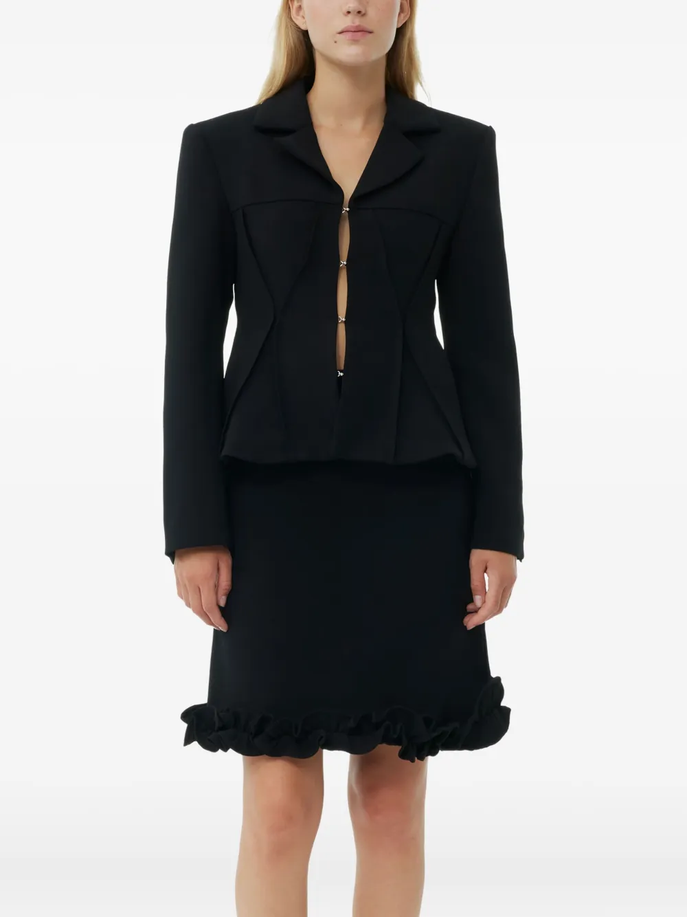GANNI Blazer met gekerfde revers Zwart