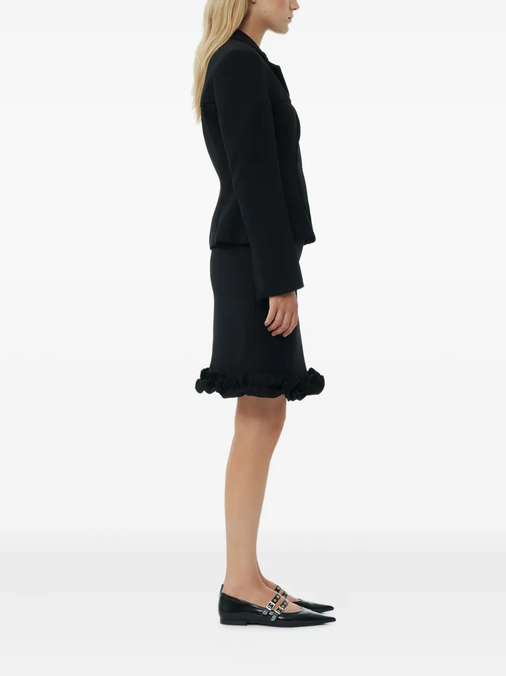 GANNI Blazer met gekerfde revers Zwart