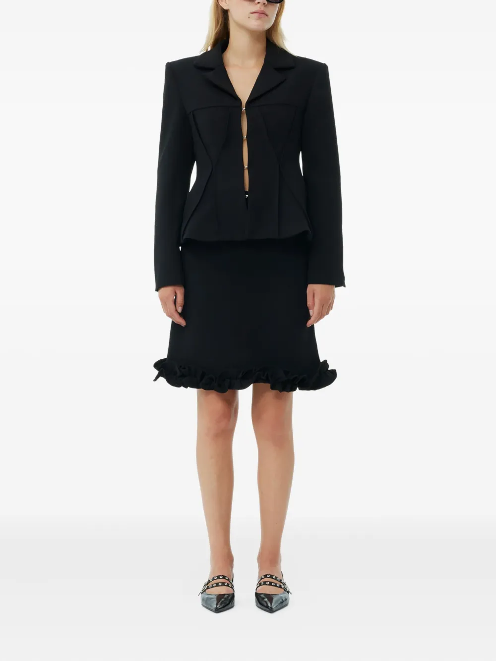 GANNI Blazer met gekerfde revers Zwart