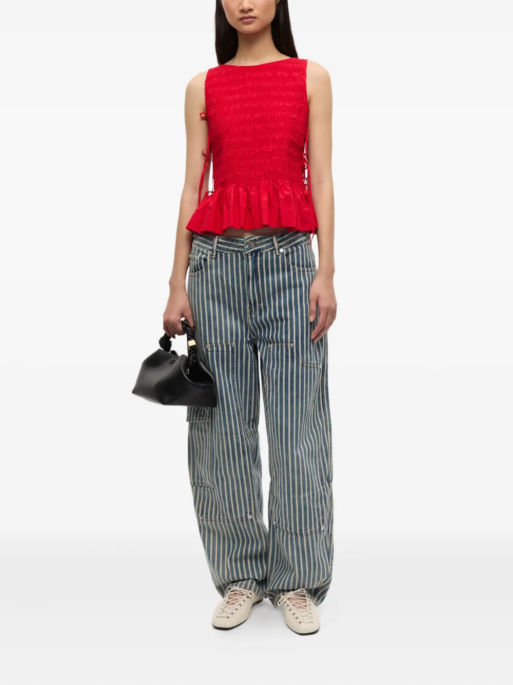 GANNI Gestreepte jeans - Blauw