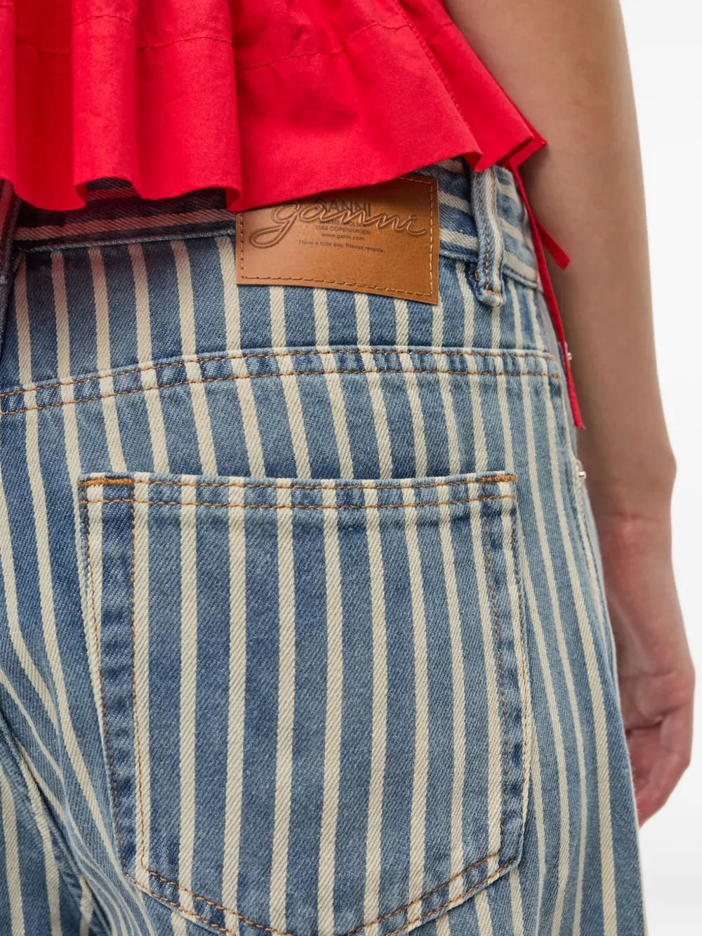 GANNI Gestreepte jeans Blauw