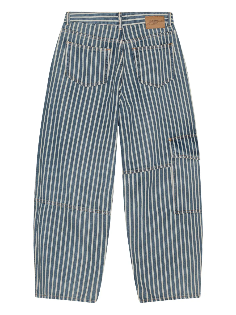 【関税込み】GANNI ブルー Izey ストライプ ジーンズ Mid Blue Stone Blue Foil Izey Jeans | GANNI US