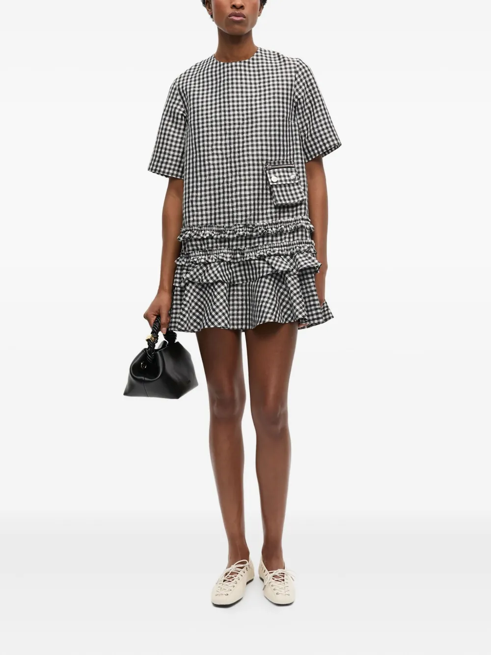 GANNI Jurk met gingham ruit - Zwart