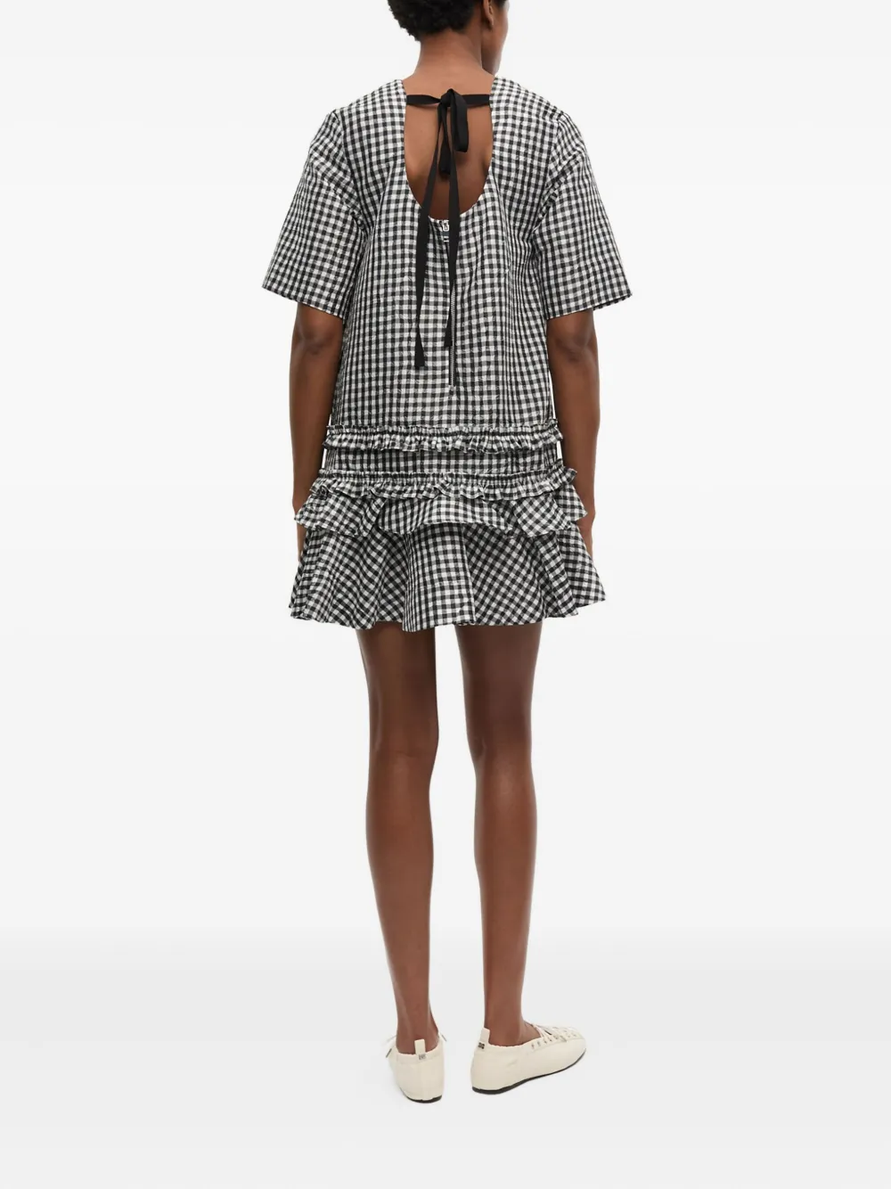 GANNI Jurk met gingham ruit Zwart