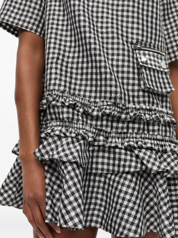 GANNI gingham-print Dress | Black | FARFETCH