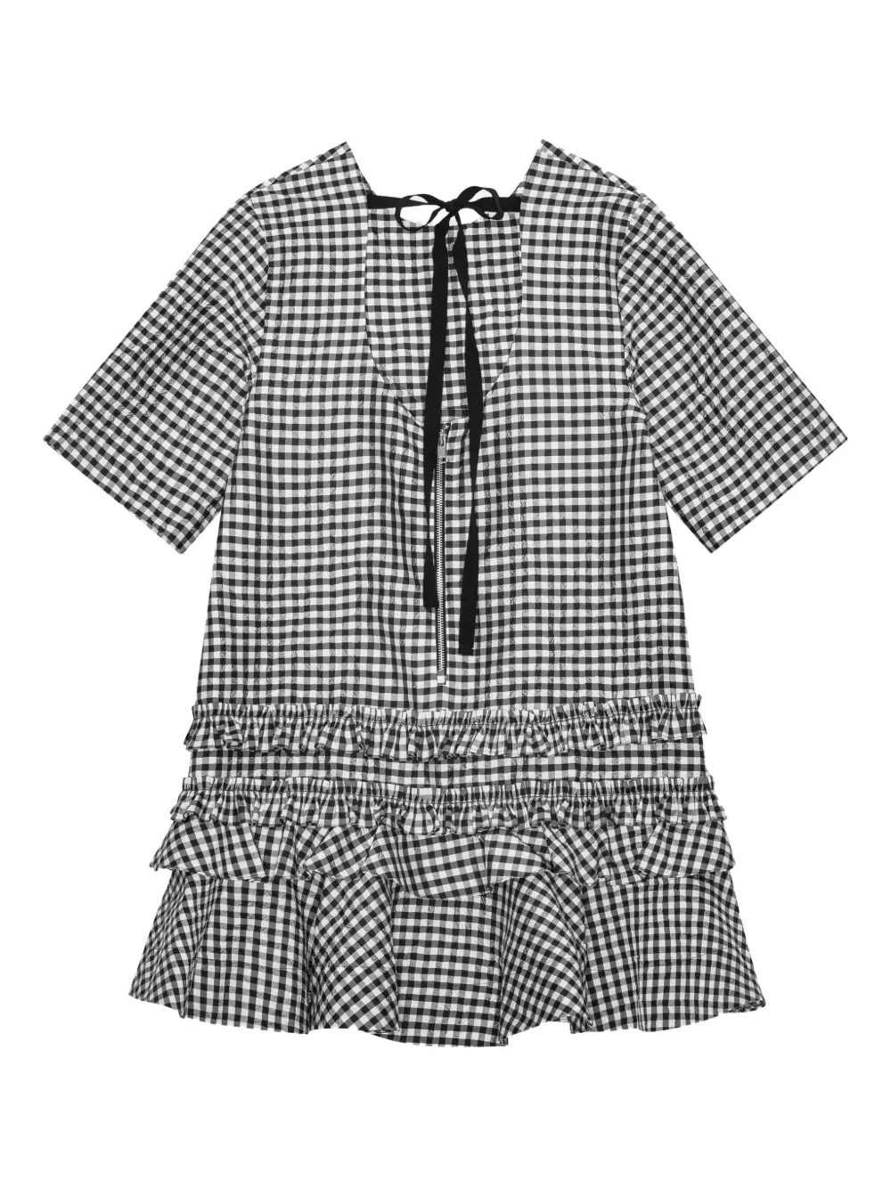 GANNI チェック ドレス | ブラック | FARFETCH JP