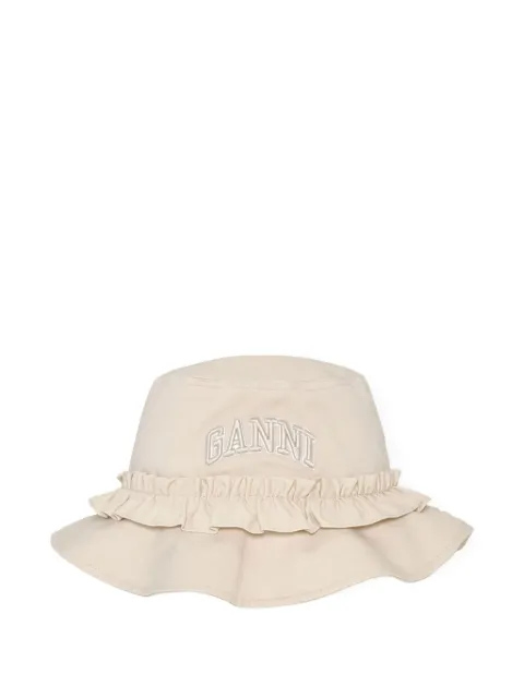 GANNI 로고 자수 버킷 햇