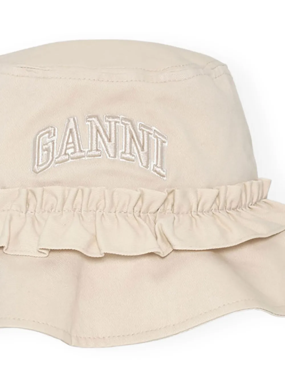GANNI Vissershoed met geborduurd logo Wit
