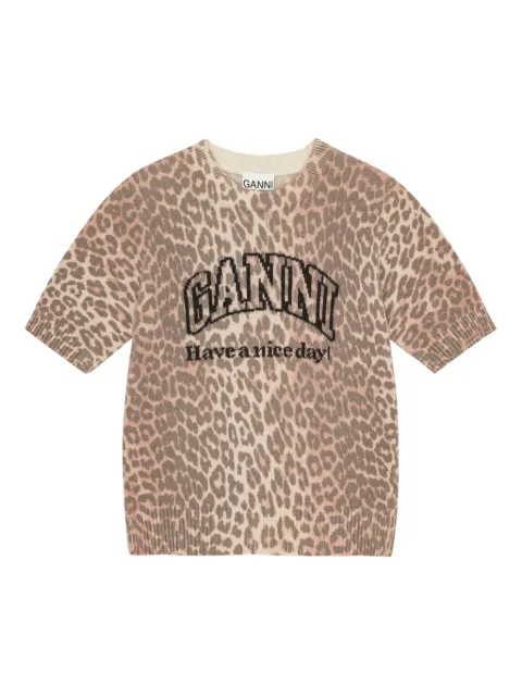 GANNI intarsia-knit logo T-shirt