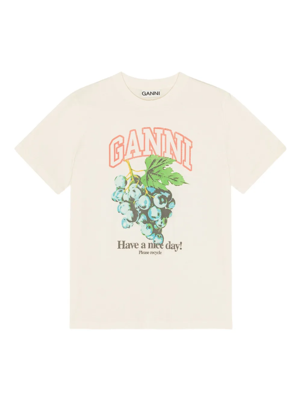 GANNI T-shirt met grafische print Wit
