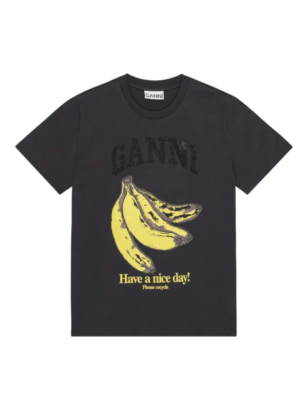 GANNI Banana-print T-shirt | Black | FARFETCH