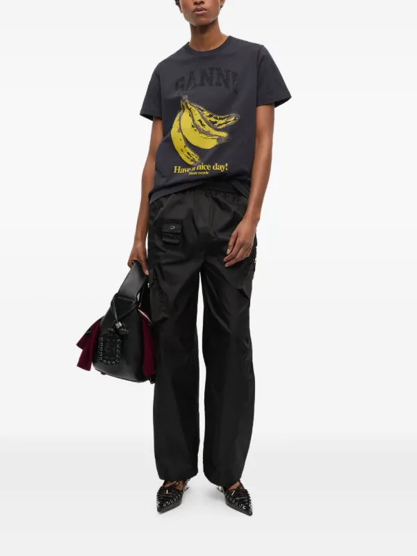 GANNI Banana-print T-shirt | Black | FARFETCH