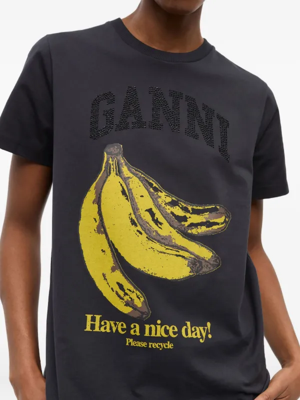 Tシャツ・カットソー GANNI RELAXED FIT COTTON T-SHIRT WITH BANANA PRINT Ganni - Banana Print T-shirt | HBX - Globally Curated