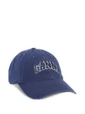 GANNI logo-embroidered cap - Blue