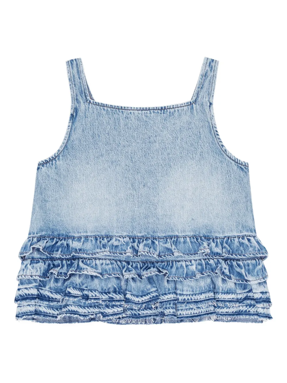 GANNI Denim top met ruches Blauw