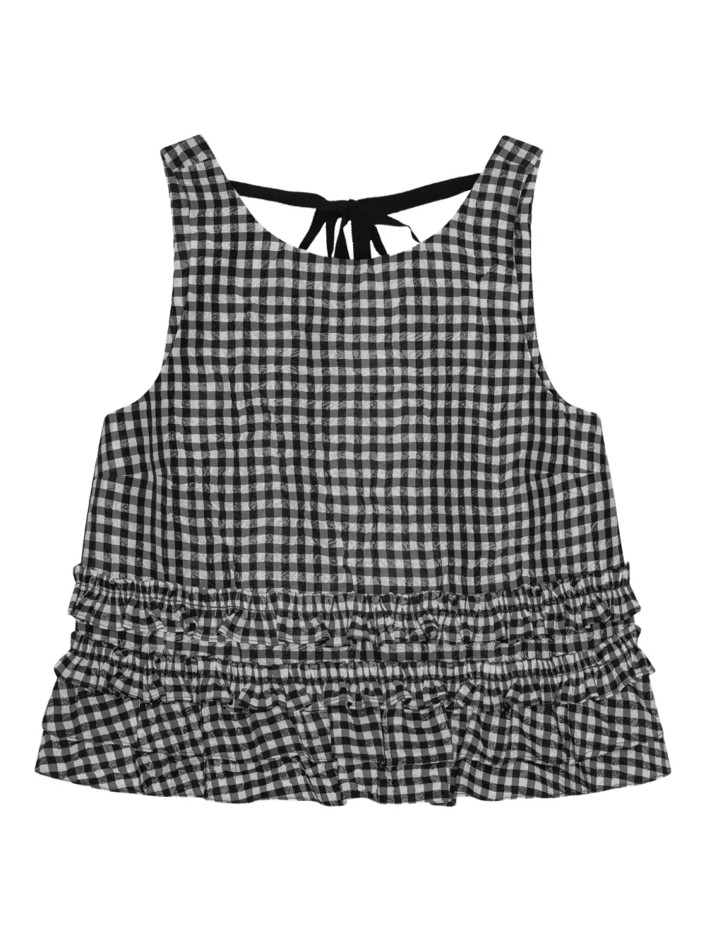 GANNI check-print ruffled top | Black | Image 1