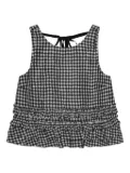 GANNI check-print ruffled top - Black