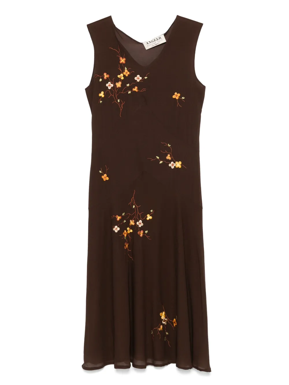 1940s floral-embroidered midi dress