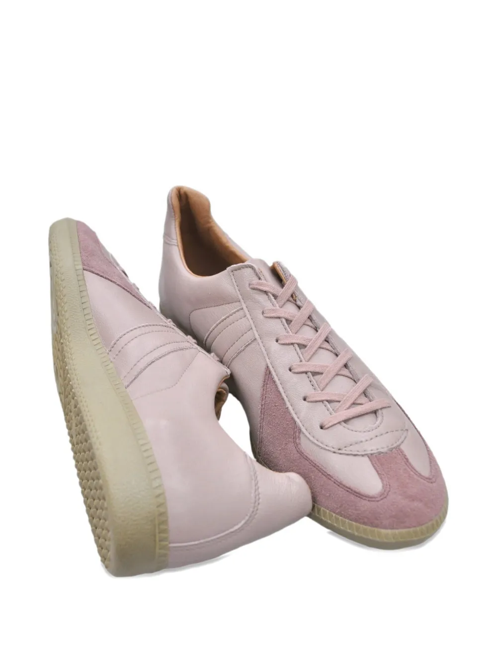 Reproduction of Found German Military suede panelled low-top sneakers Pink