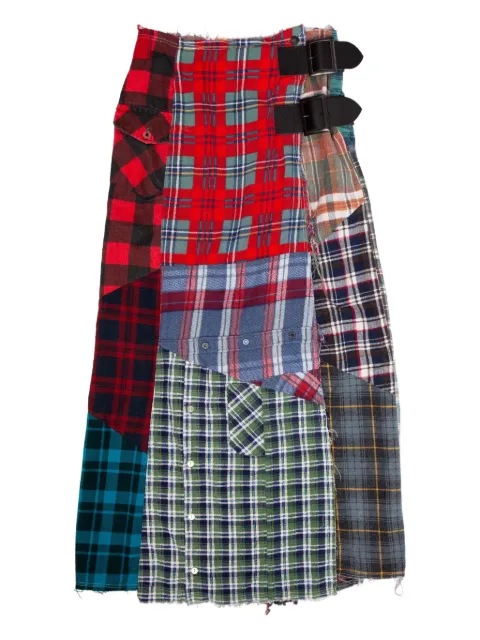 Needles patchwork belted midi skirt