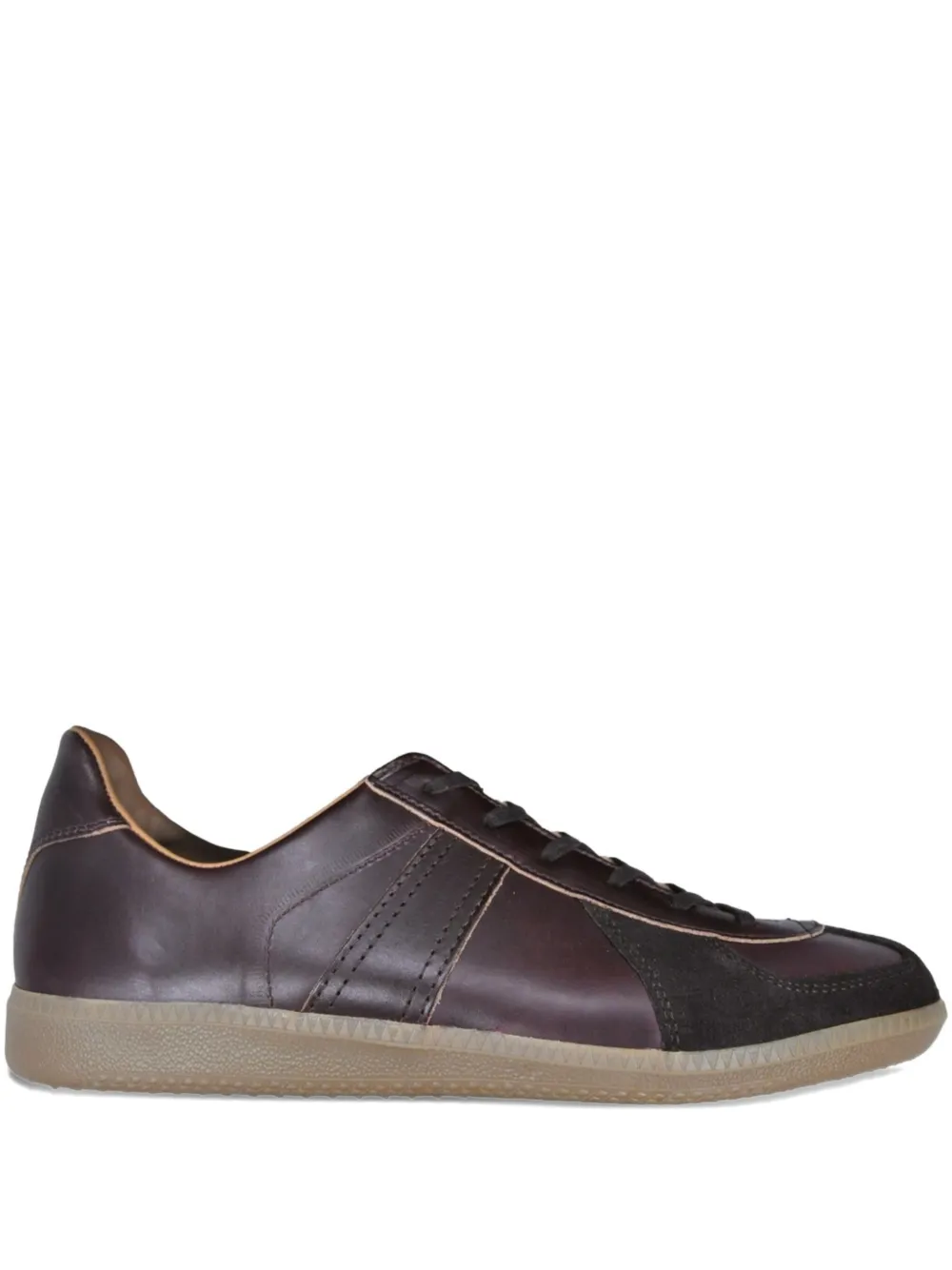 Reproduction of Found German Military leather panelled lace-up sneakers | Red | Image 1