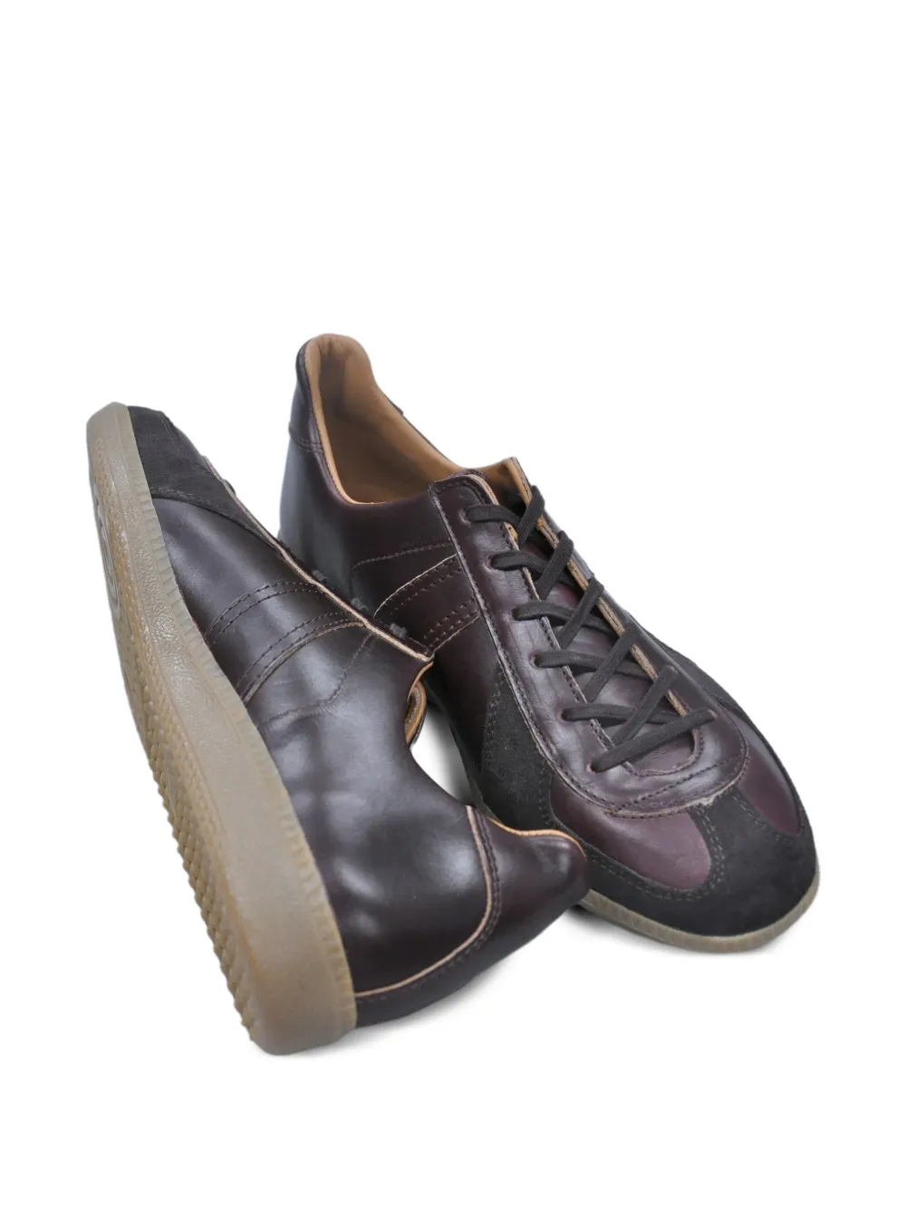 Reproduction of Found German Military leather panelled lace-up sneakers Red