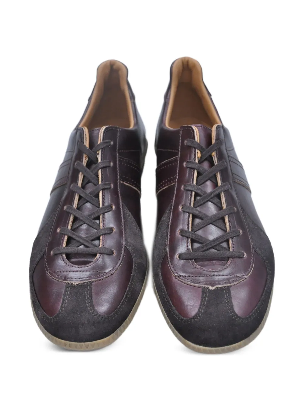 Reproduction of Found German Military leather panelled lace-up sneakers Red