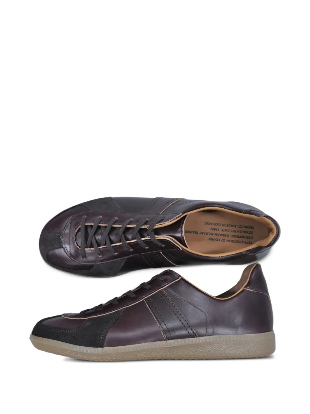 Reproduction of Found German Military leather panelled lace-up sneakers Red