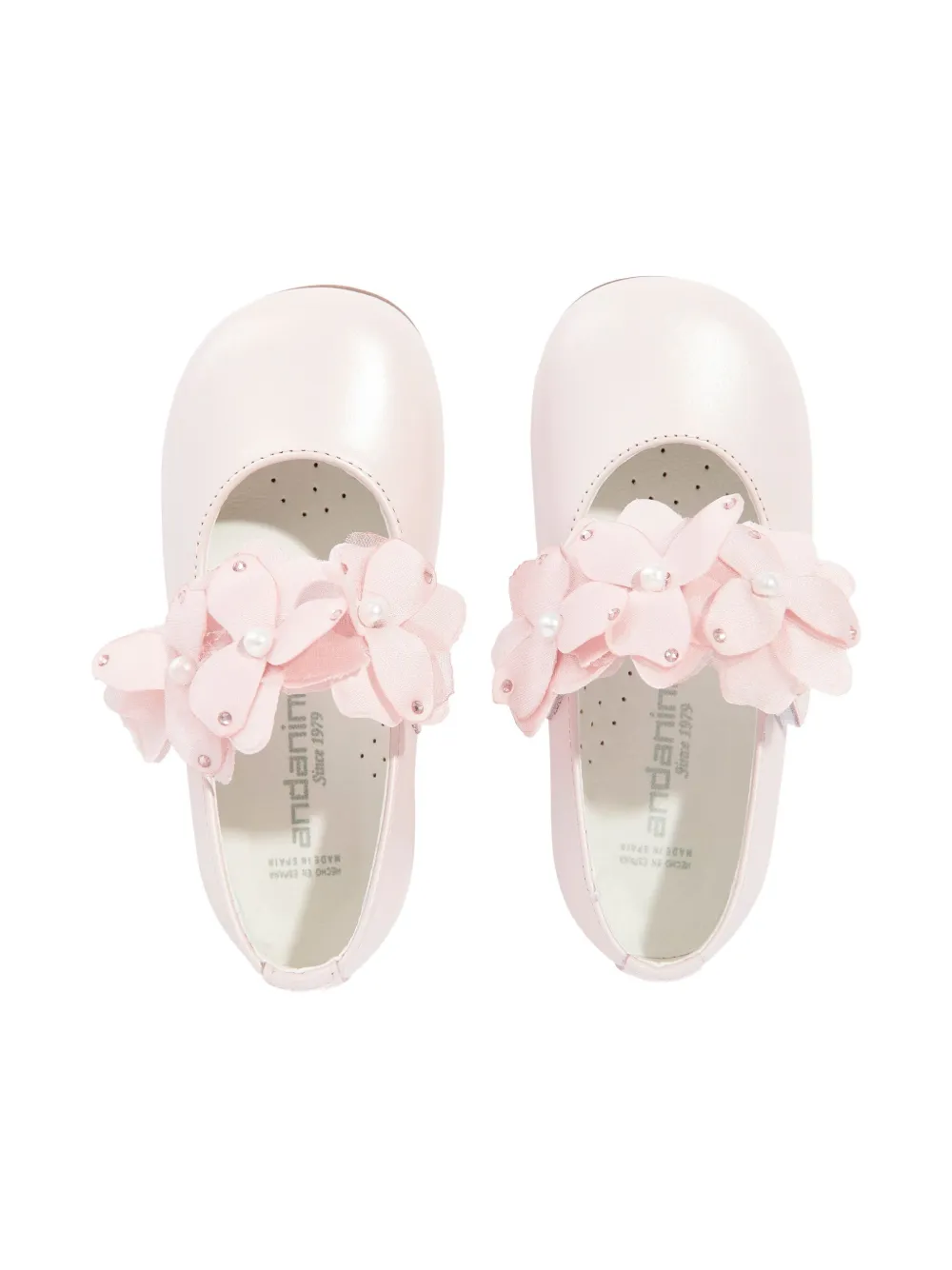ANDANINES flower-detail ballet flats - Roze