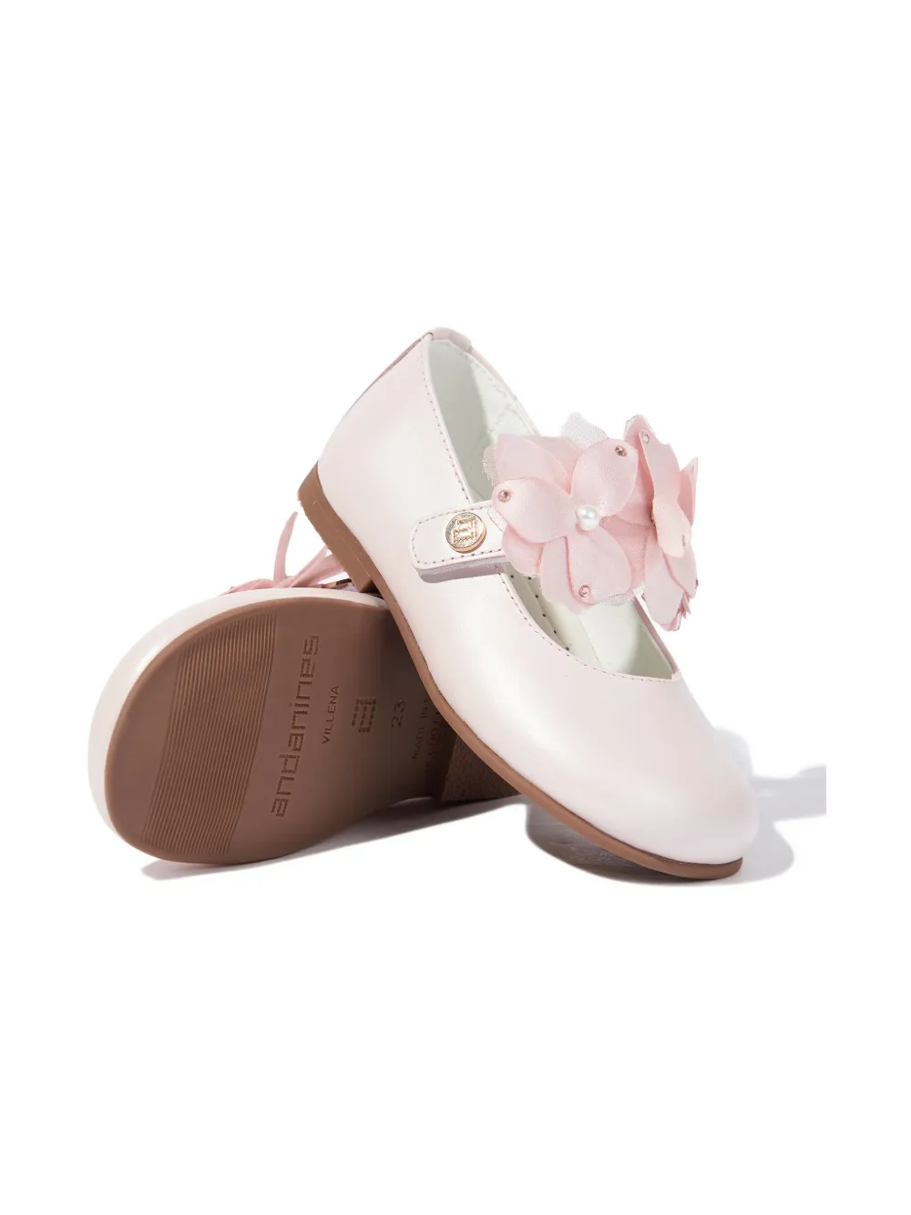 ANDANINES flower-detail ballet flats Roze