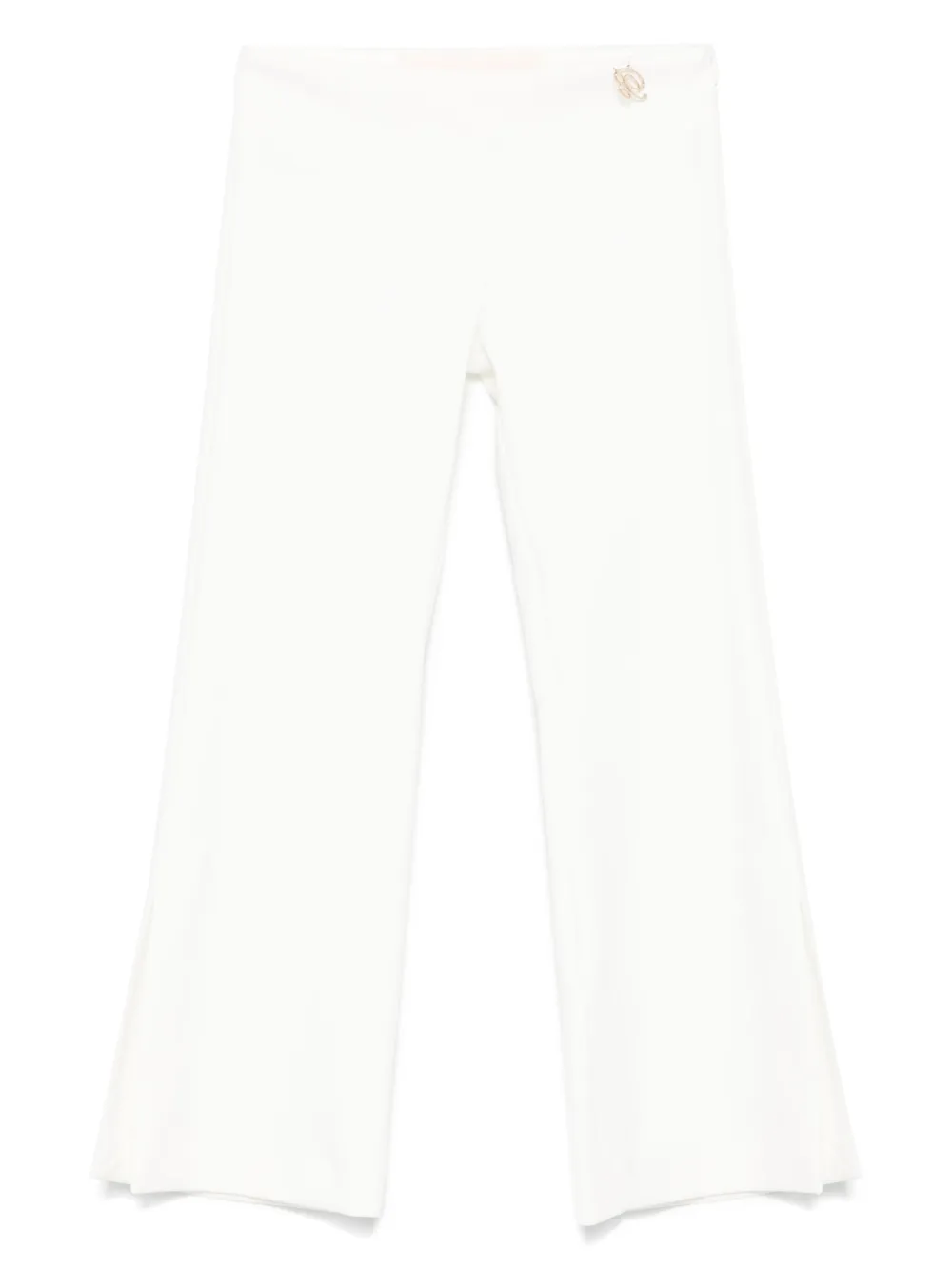 Miss Blumarine logo-plaque trousers - ホワイト Miss Blumarine logo-plaque trousers - ホワイト