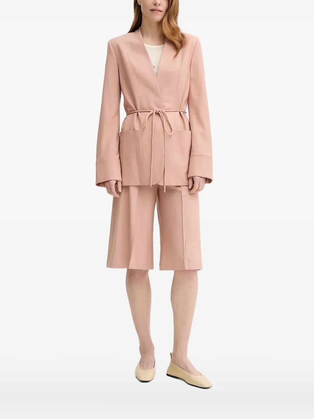 Aeron Belted Pocketed Single-breasted Coat In Pink