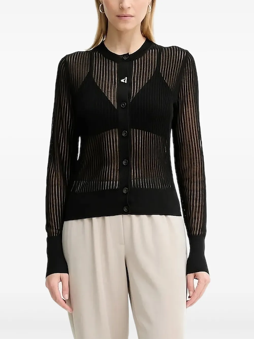 AERON Constant ribbed cardigan Zwart