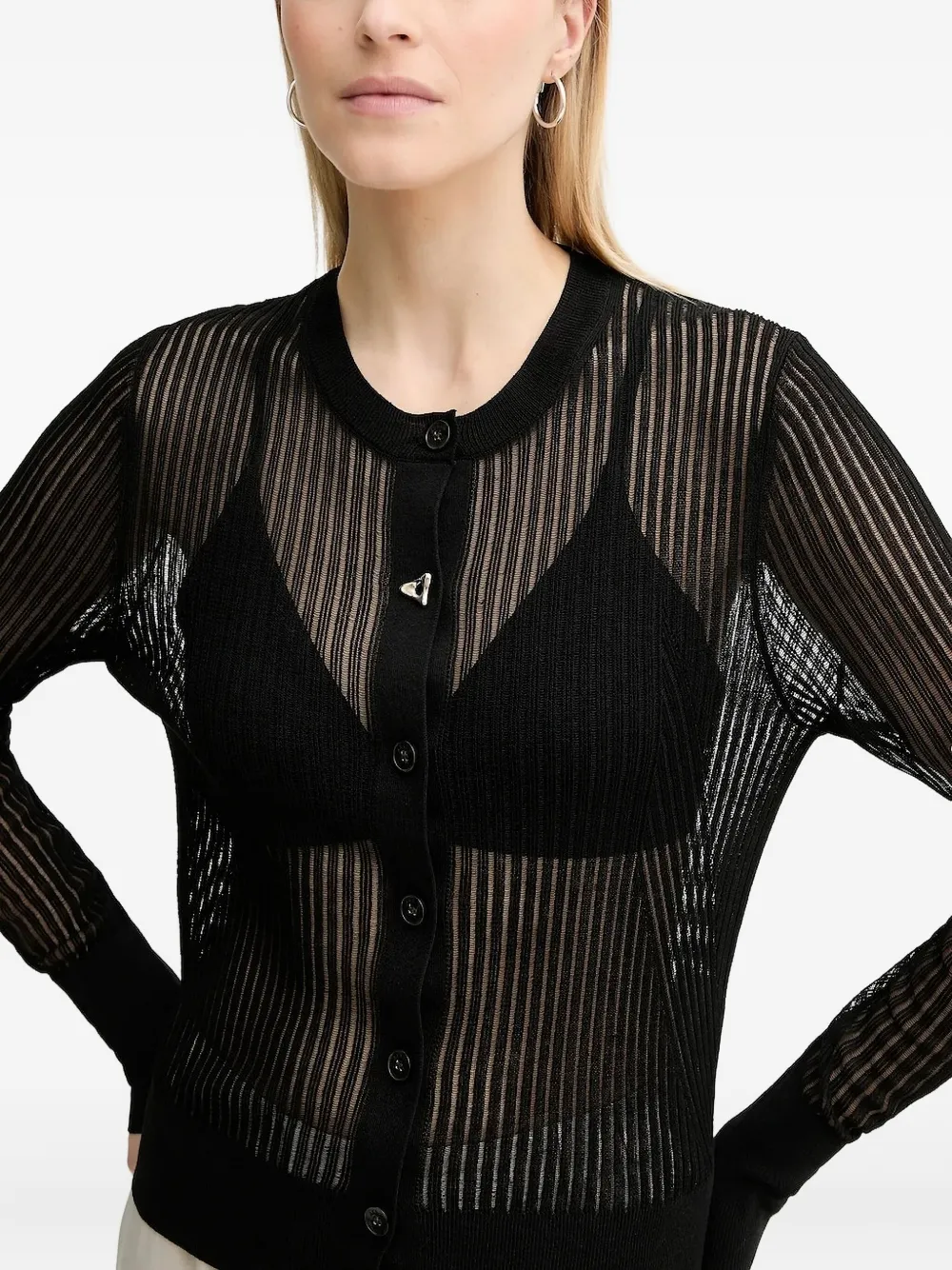 AERON Constant ribbed cardigan Zwart