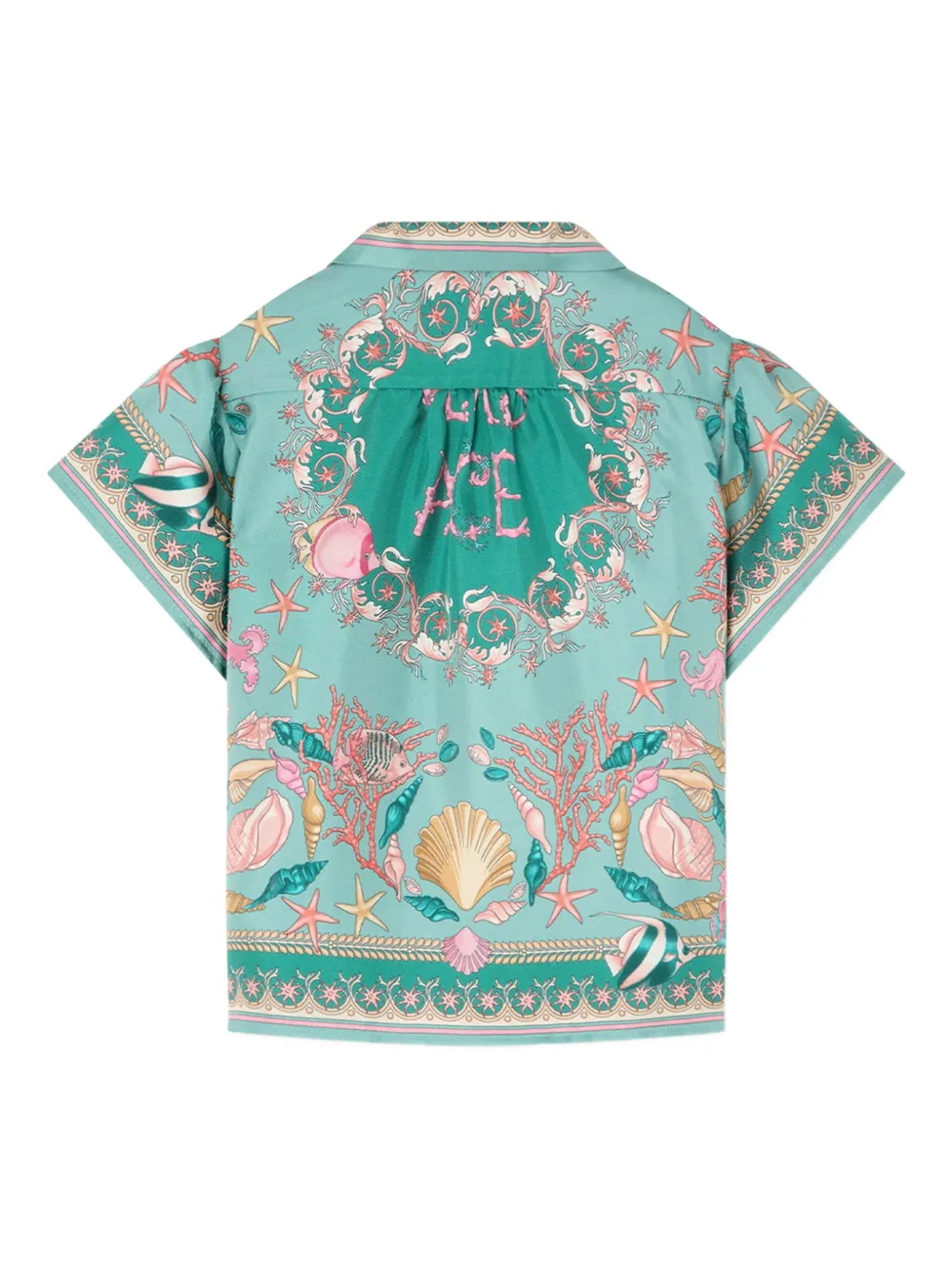 Versace Kids Underwater Barocco shirt met korte mouwen Groen