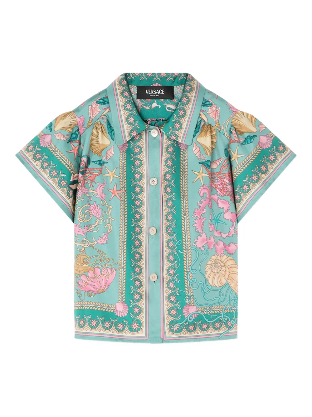 Versace Kids Underwater Barocco shirt met korte mouwen Groen