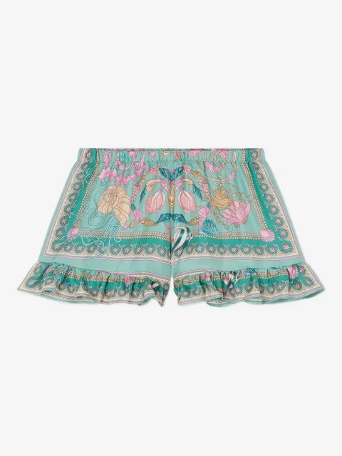 Versace Kids Underwater Barocco ruffled shorts