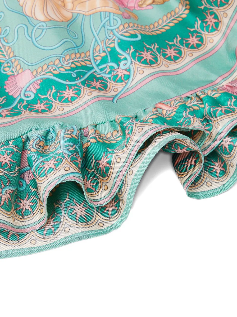 Versace Kids Underwater Barocco shorts met ruches Groen