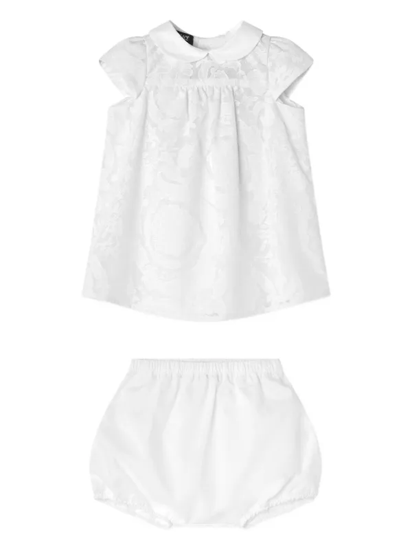 Versace Kids robe-chemise à Motif Baroque En Jacquard Blanc