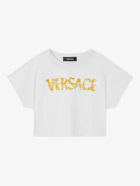 Versace Kids t-shirt crop à logo imprimé