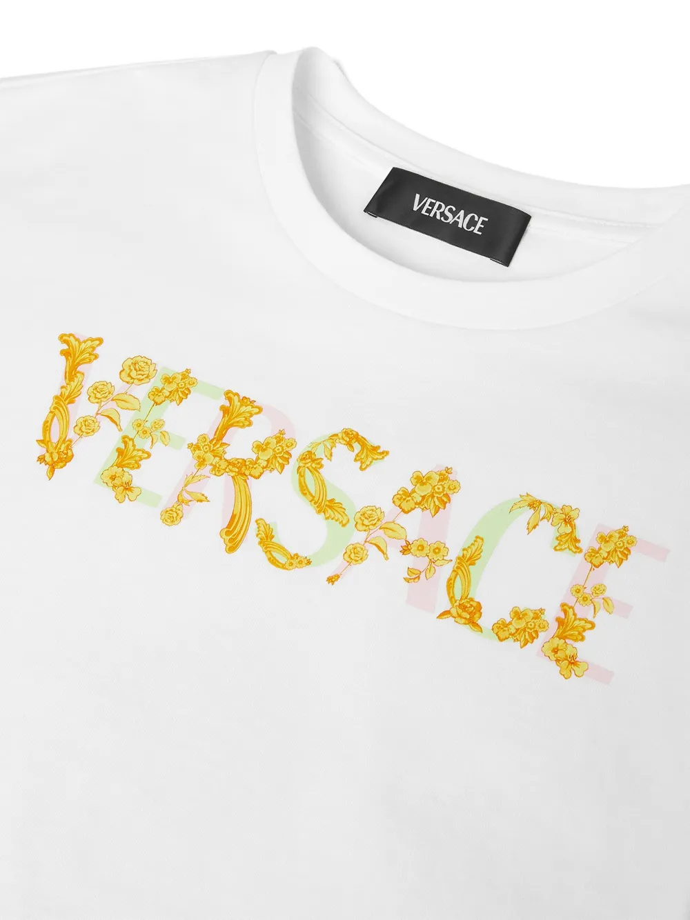 Versace Kids Cropped T-shirt met logoprint Wit