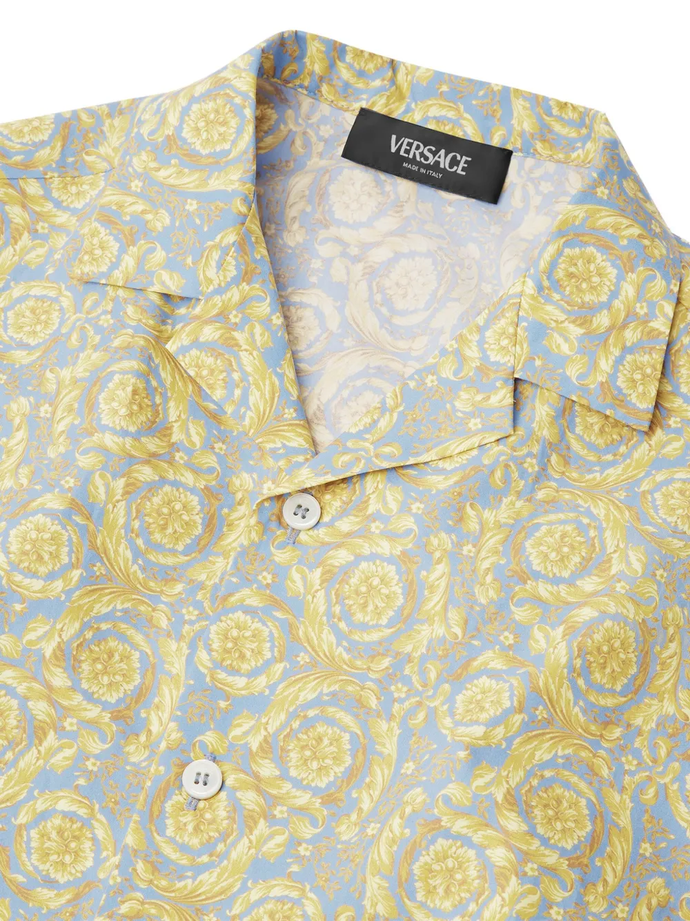 Versace Kids Shirt met barokprint en korte mouwen Blauw