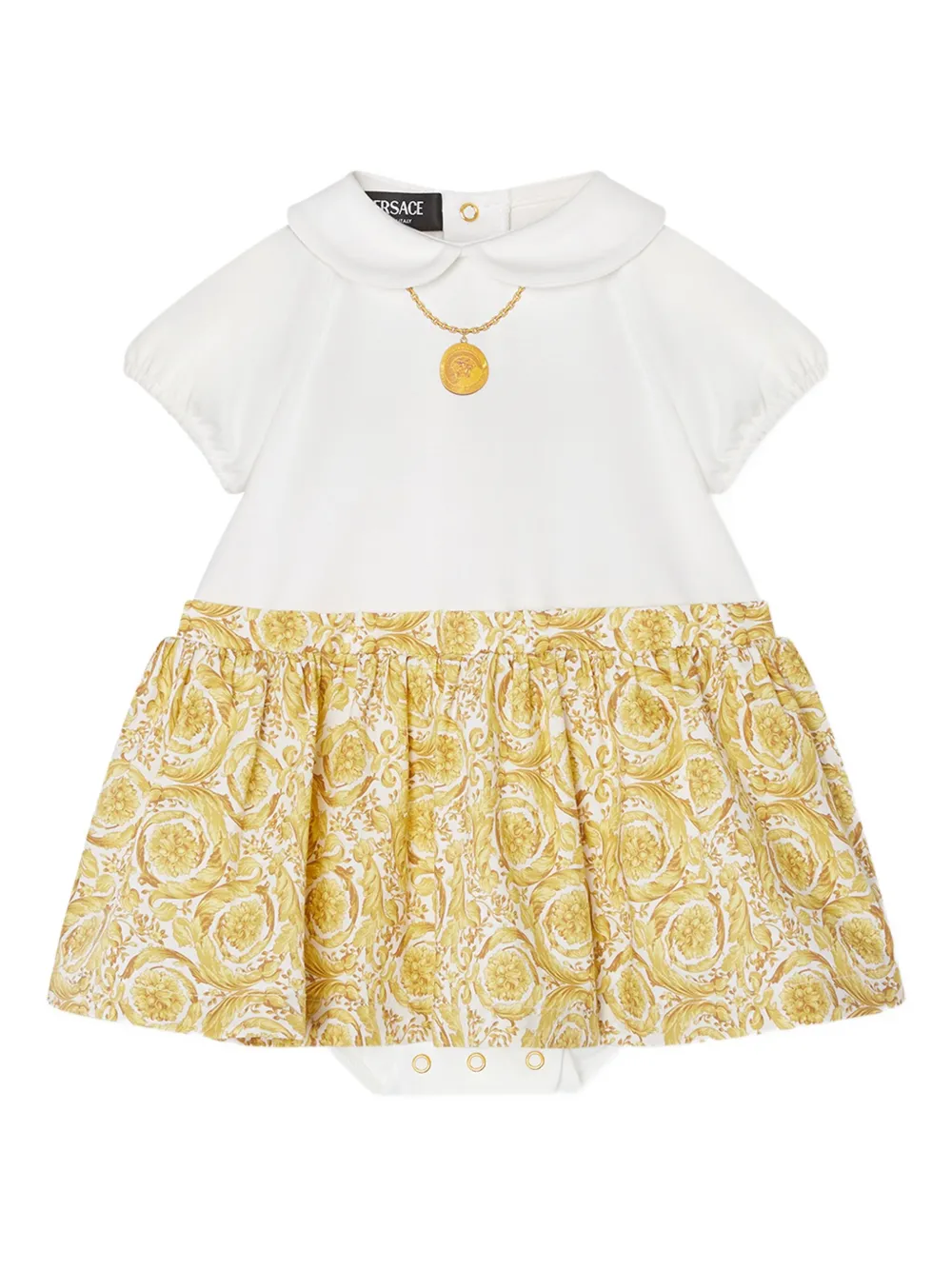 Versace Kids Jurk met Barocco-print Wit